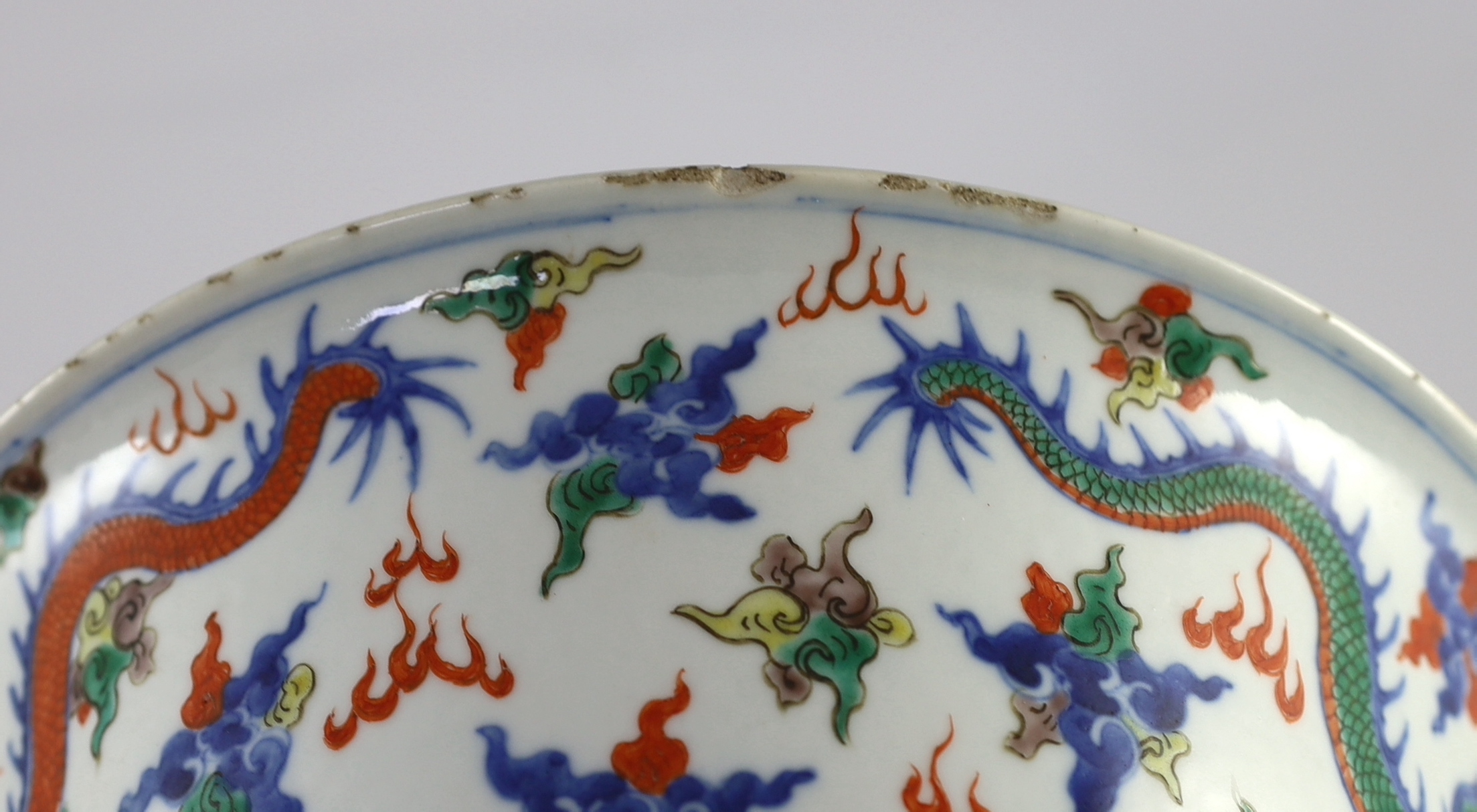 A Chinese doucai 'dragon' deep bowl, 19th century